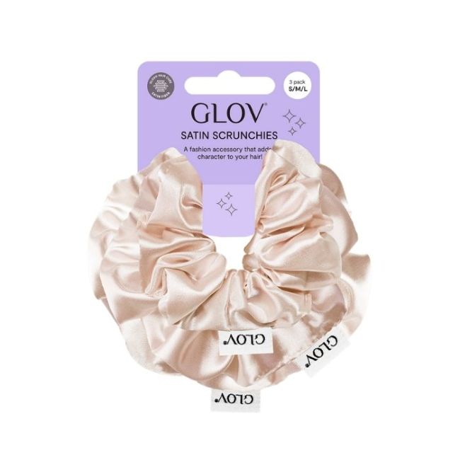 Trio de chouchou em satin champanhe Glov