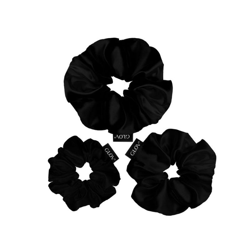 Trio de chouchou em satin preto Glov