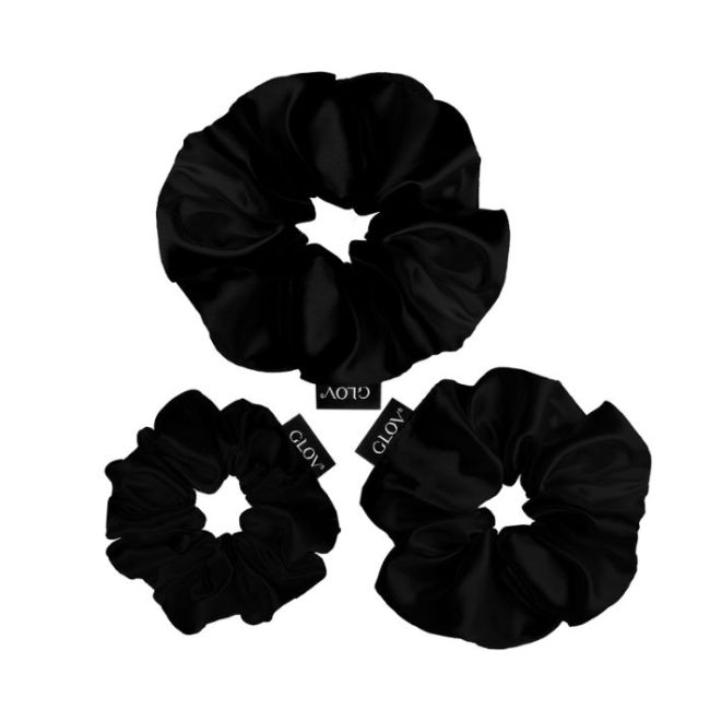 Trio de chouchou em satin preto Glov
