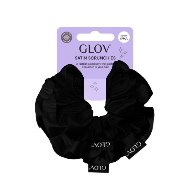 Trio de chouchou em satin preto Glov