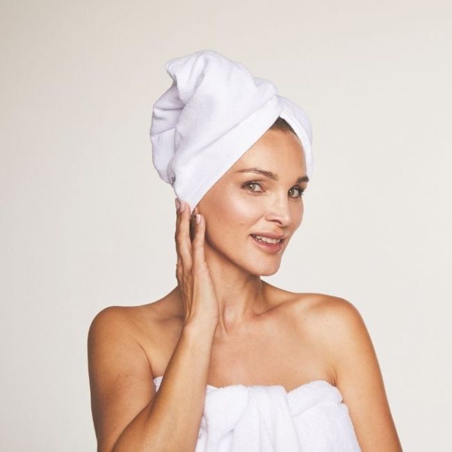 Turbante ultra-absorvente para cabelo marfim Glov