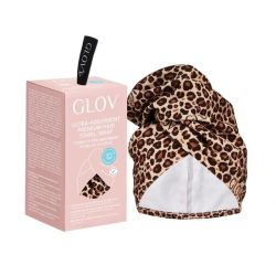 Turbante ultra-absorvente para cabelos de leopardo Glov