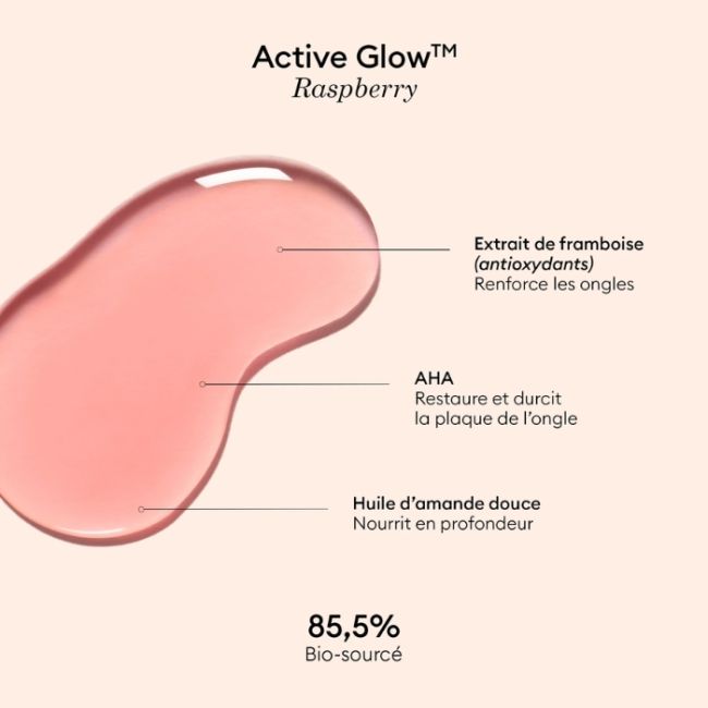 Verzorgende hydraterende vernis Active Glow Framboos Manucurist 15ml
