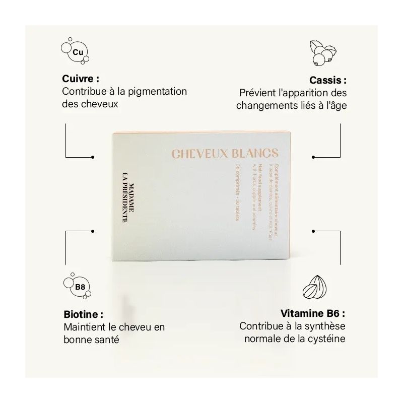 Cheveux blancs éclatants avec nos compléments nutritionnels — free download