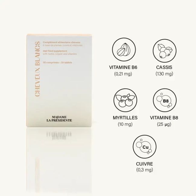 Voedingssupplement voor haar Witte haren Mevrouw de President