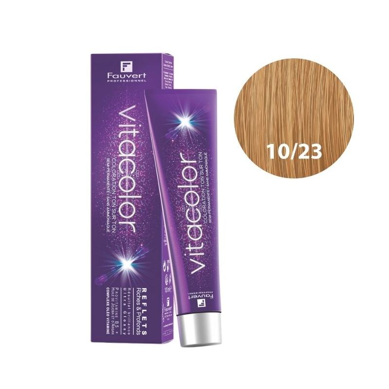 Kleurtonen op ton Vitacolor De Ombre Patina's 10/23 ultra blond iriserend goud Fauvert 100ML