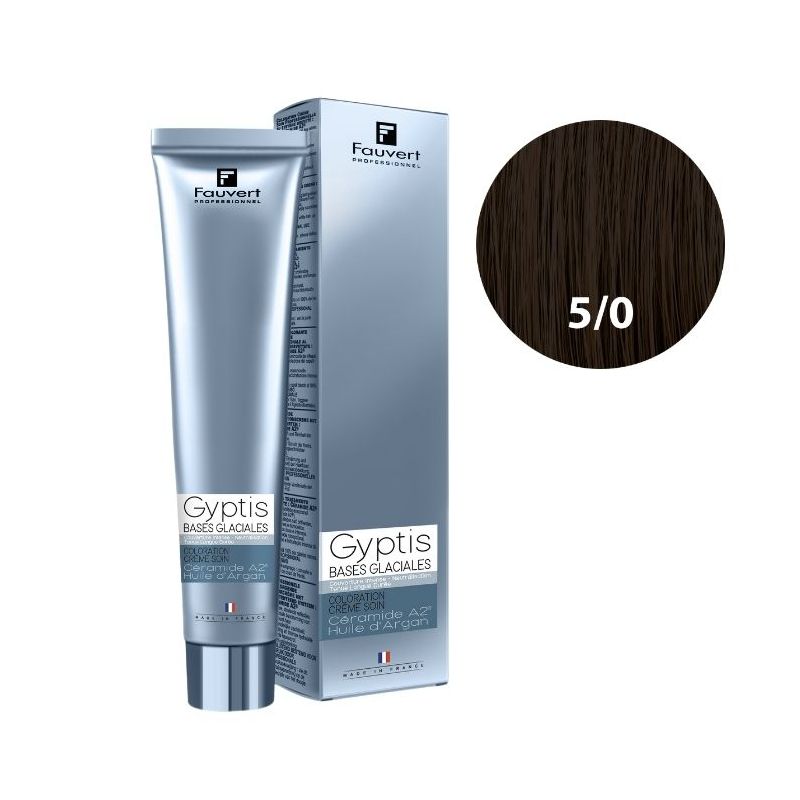 Crema colorante per capelli Gyptis n°5/0-C castano chiaro freddo glaciale Fauvert 100ML