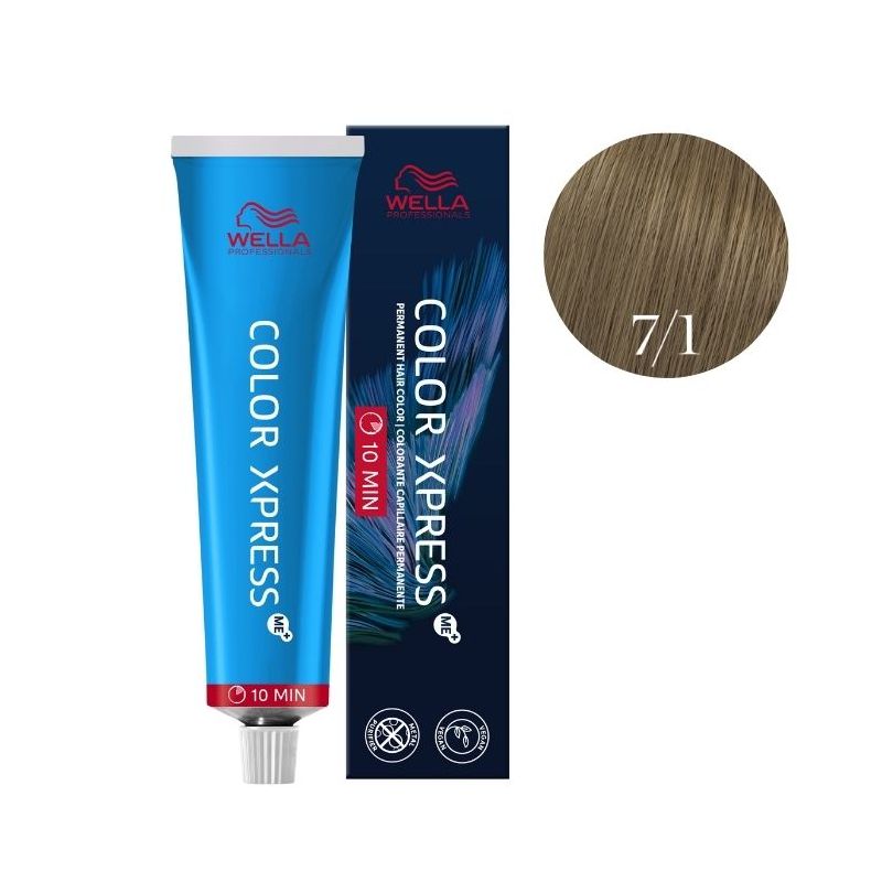 Coloration Color Xpress ME+ 7/1 blond moyen cendré Wella 60ML