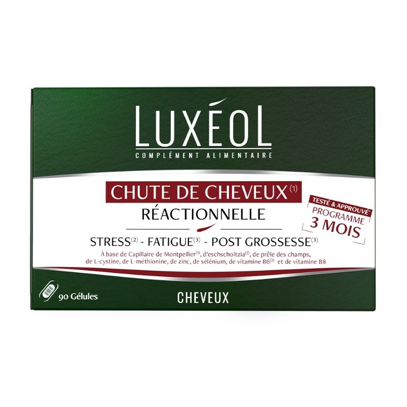 Complémenten voor reactief haarverlies, kuur van 3 maanden Luxéol 90 capsules