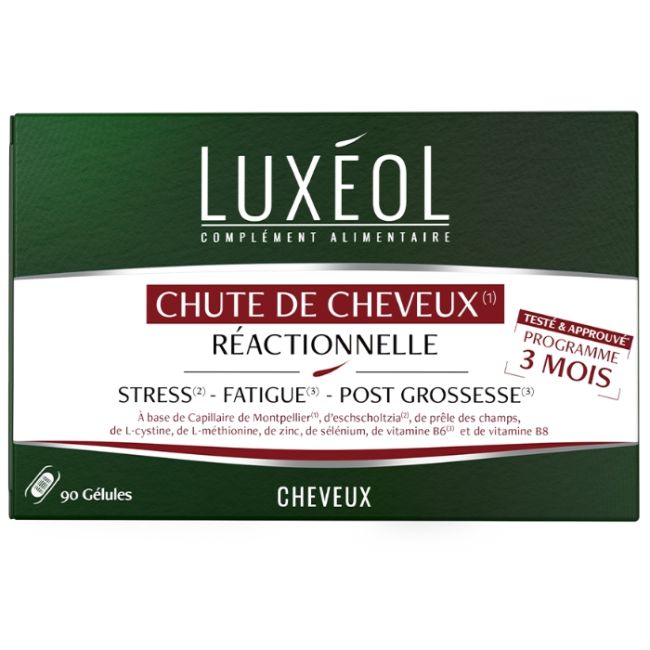 Complémenten voor reactief haarverlies, kuur van 3 maanden Luxéol 90 capsules