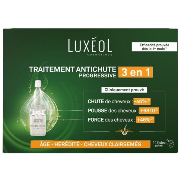 Cura progressiva da queda de cabelo 2em1 Luxéol 14x6ml Cura progressiva da queda de cabelo 2em1 Luxéol 14x6ml