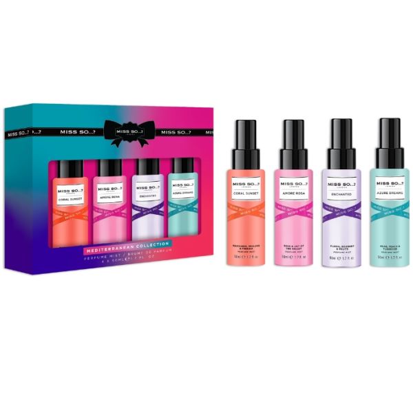 Coffret Brume de parfum Miss So...? Mediterranean 4 x 50ml Coffret Brume de parfum Miss So...? Mediterranean 4 x 50ml