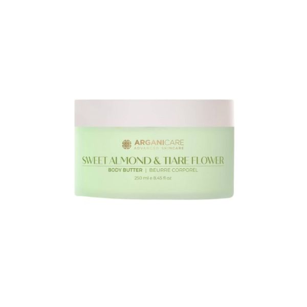 Beurre corporel amande douce et fleurs de thiaré Arganicare 250ML Beurre corporel amande douce et fleurs de thiaré Arganicare 250ML