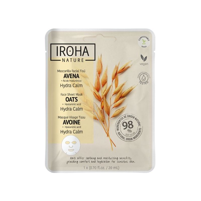 Masque tissu visage hydratant apaisant Avoine Iroha