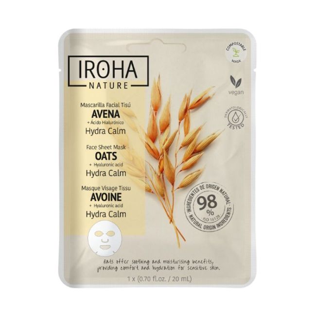 Masque tissu visage hydratant apaisant Avoine Iroha