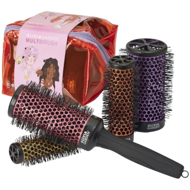 Kit de voyage Multibrush (25mm+35mm+45mm+55mm+poignée) Olivia Garden