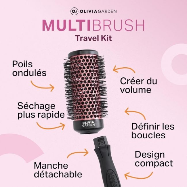 Kit de voyage Multibrush (25mm+35mm+45mm+55mm+poignée) Olivia Garden