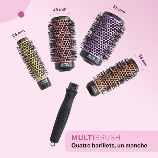 Kit de voyage Multibrush (25mm+35mm+45mm+55mm+poignée) Olivia Garden