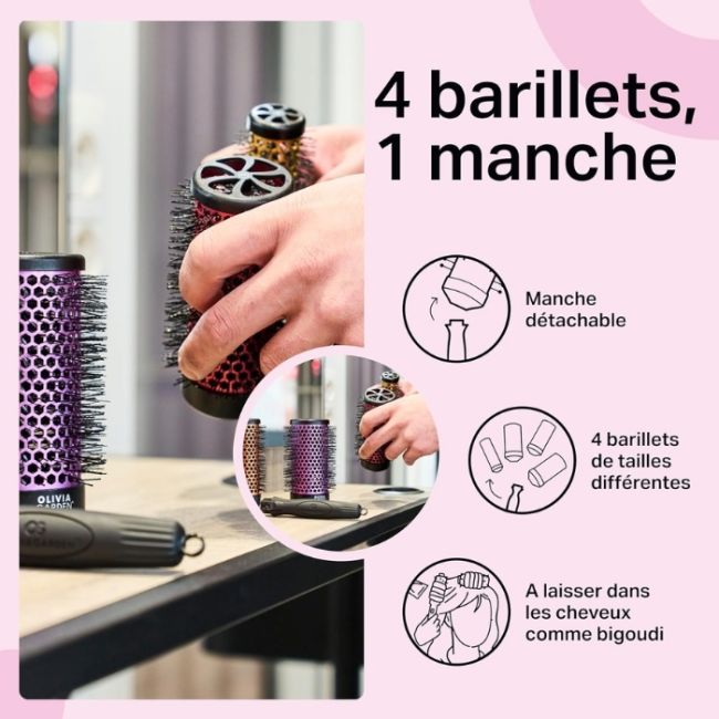 Kit de voyage Multibrush (25mm+35mm+45mm+55mm+poignée) Olivia Garden