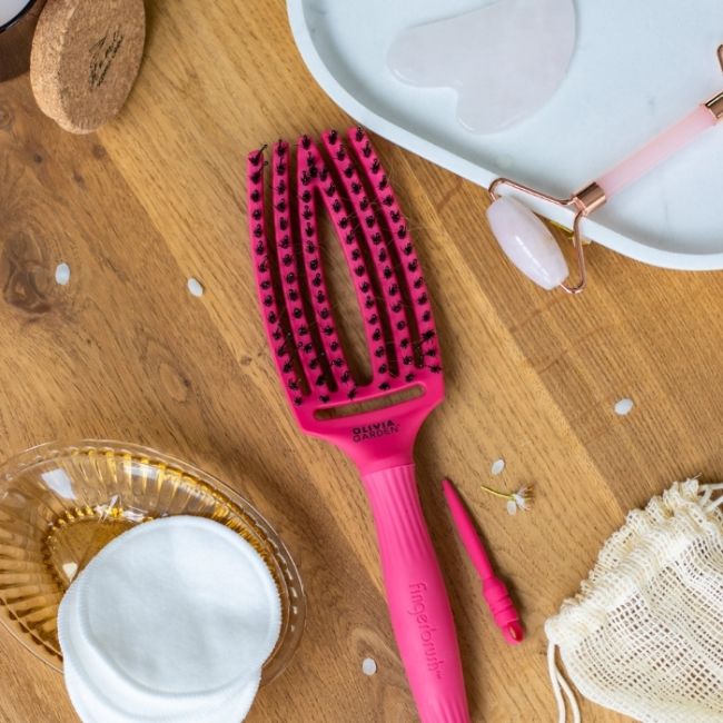 Brosse Fingerbrush Care Iconic Hot Pink taille M Olivia Garden