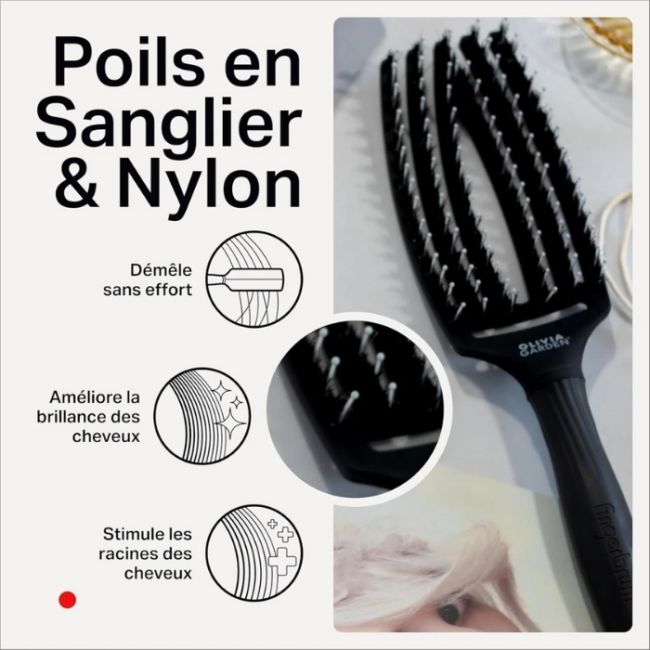 Brosse Fingerbrush Care Iconic Full Black taille M OliviaGarden