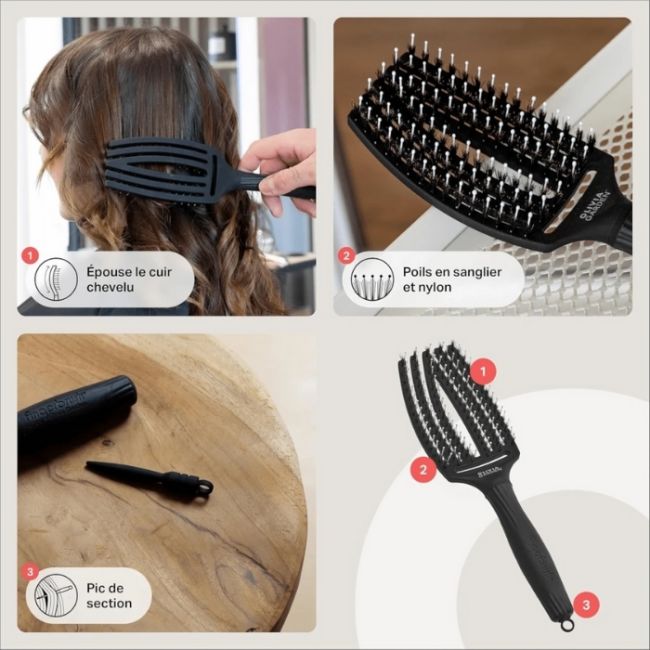Brosse Fingerbrush Care Iconic Full Black taille M OliviaGarden