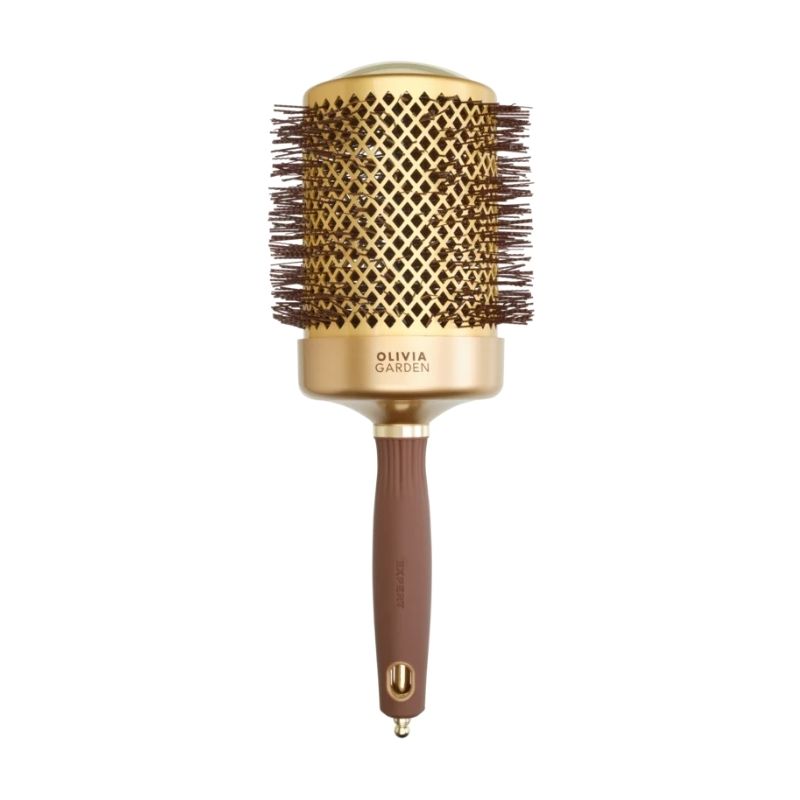 Brosse brushing Expert Blowout Shine nylon ondulé doré & marron 80mm Olivia Garden