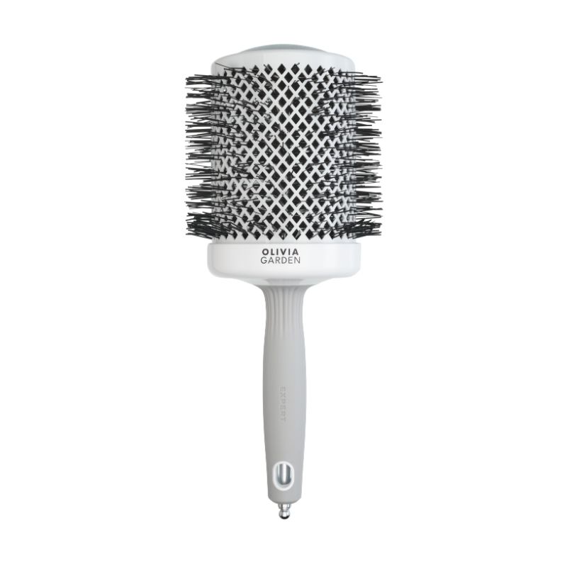 Brosse brushing Expert Blowout Shine nylon blanc & gris 80mm Olivia Garden