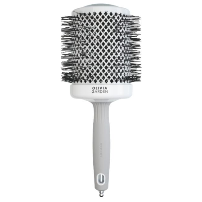 Brosse brushing Expert Blowout Shine nylon blanc & gris 80mm Olivia Garden