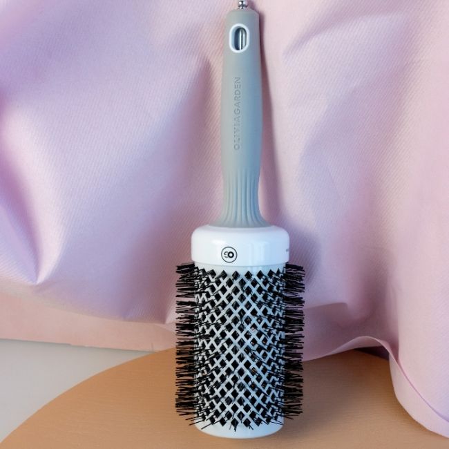 Brosse brushing Expert Blowout Shine nylon blanc & gris 80mm Olivia Garden