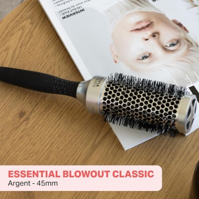 Brosse brushing Essential Blowout Classic argent 85mm Olivia Garden
