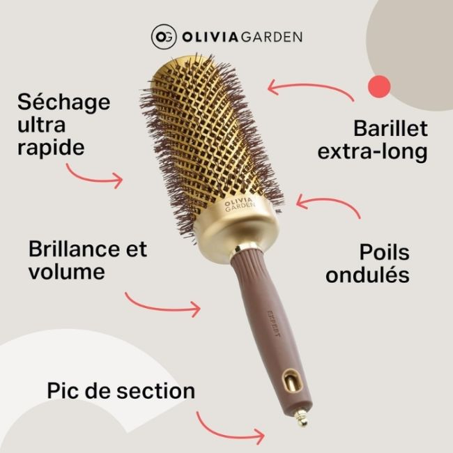 Brosse brushing Expert Blowout Speed nylon ondulé doré & marron 55mm Olivia Garden