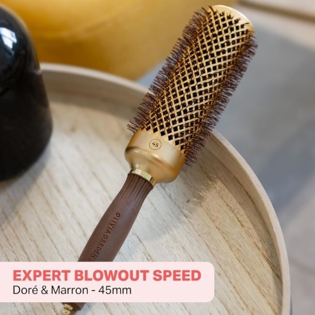 Brosse brushing Expert Blowout Speed nylon ondulé doré &marron 45mm Olivia Garden