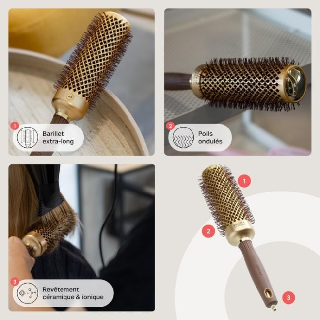 Brosse brushing Expert Blowout Speed nylon ondulé doré &marron 45mm Olivia Garden