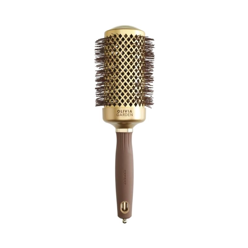 Brosse brushing Expert Blowout Shine nylon ondulé doré & marron 55mm Olivia Garden