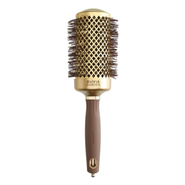 Brosse brushing Expert Blowout Shine nylon ondulé doré & marron 55mm Olivia Garden