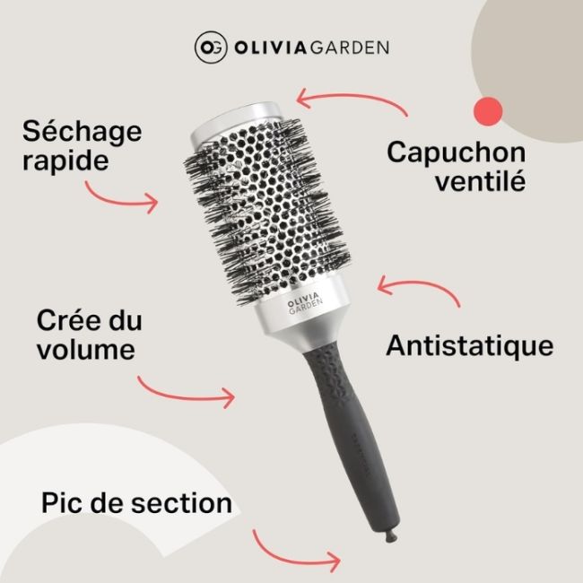 Brosse brushing Essential Blowout Classic argent 65mm Olivia Garden