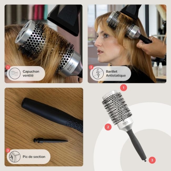 Brosse brushing Essential Blowout Classic argent 65mm Olivia Garden