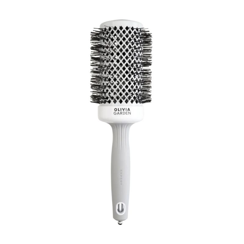 Brosse brushing Expert Blowout Shine nylon blanc & gris 55mm Olivia Garden
