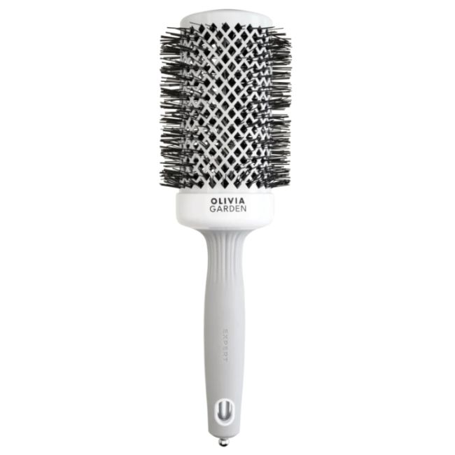 Brosse brushing Expert Blowout Shine nylon blanc & gris 55mm Olivia Garden