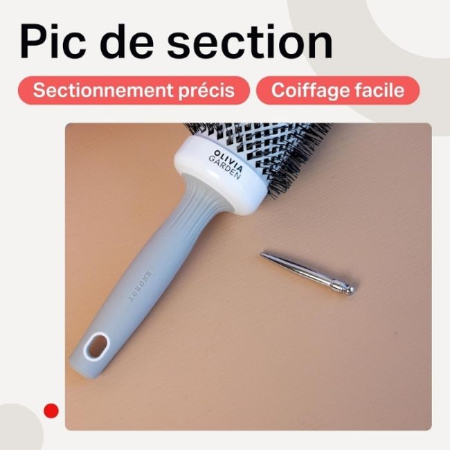 Brosse brushing Expert Blowout Shine nylon blanc & gris 55mm Olivia Garden
