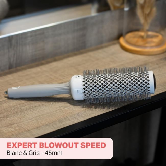 Brosse brushing Expert Blowout Speed nylon ondulé blanc & gris 45mm Olivia Garden