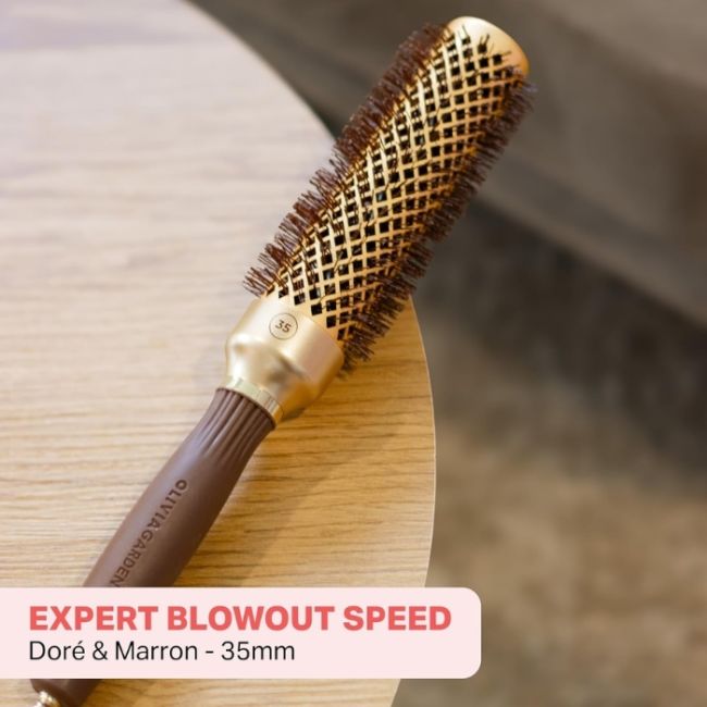 Brosse brushing Expert Blowout Speed nylon ondulé doré & marron 35mm Olivia Garden