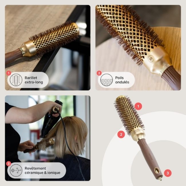 Brosse brushing Expert Blowout Speed nylon ondulé doré & marron 35mm Olivia Garden
