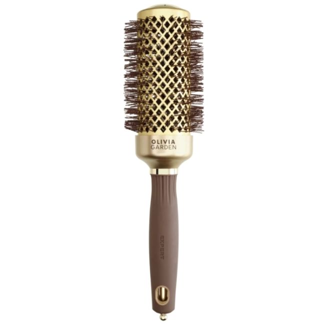 Brosse brushing Expert Blowout Shine nylon ondulé doré & marron 45mm Olivia Garden