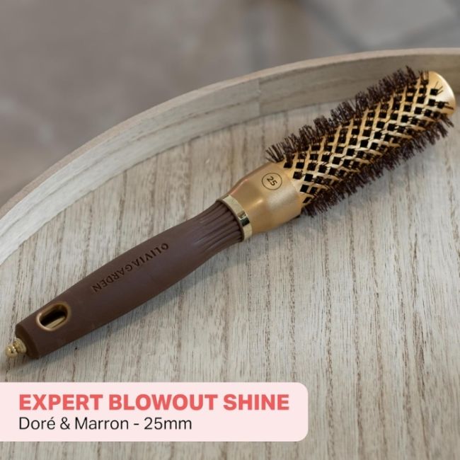 Brosse brushing Expert Blowout Speed nylon ondulé doré & marron 25mm Olivia Garden