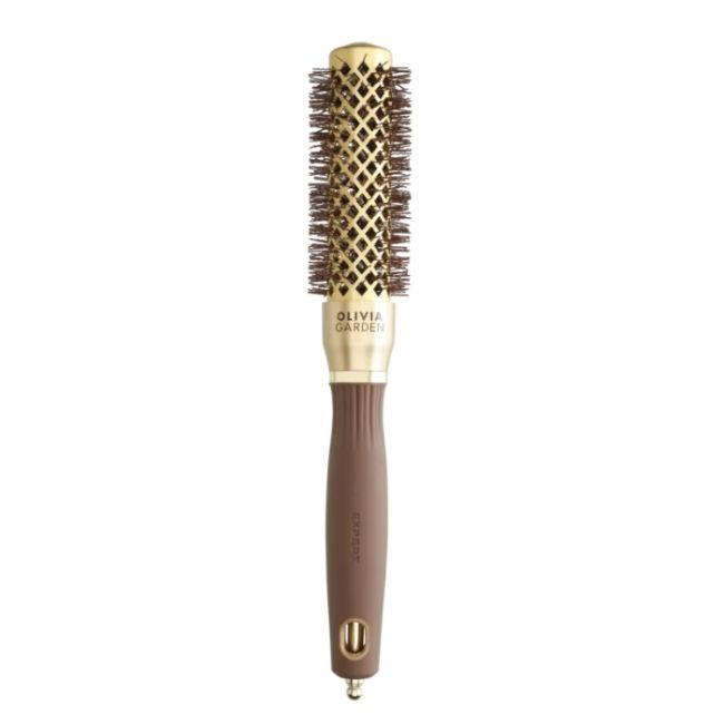 Brosse brushing Expert Blowout Shine nylon ondulé doré & marron 25mm Olivia Garden