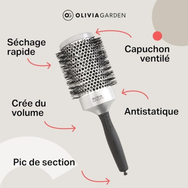 Brosse brushing Essential Blowout classic argent 55mm Olivia Garden