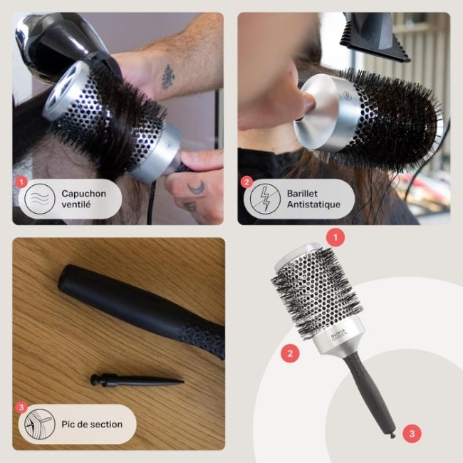 Brosse brushing Essential Blowout classic argent 55mm Olivia Garden