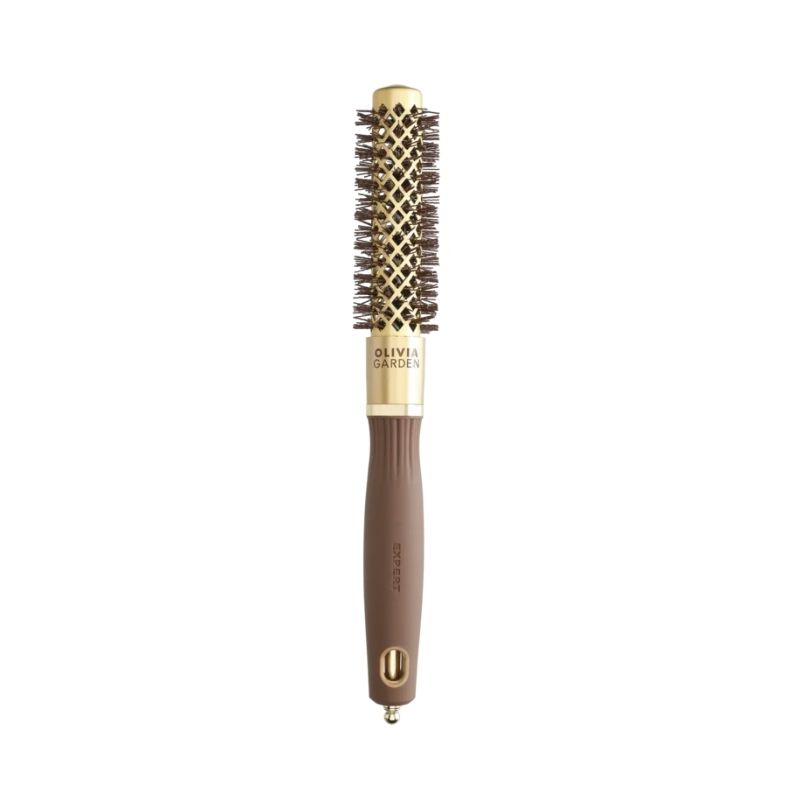 Brosse brushing Expert Blowout Shine nylon ondulé doré & marron 20mm Olivia Garden